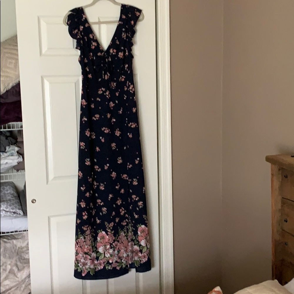 Navy floral maxi dress